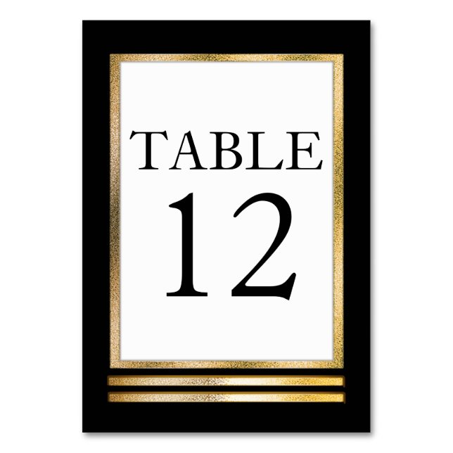 Black | Gold Tone | White Modern Simple Elegant Table Number (Front)