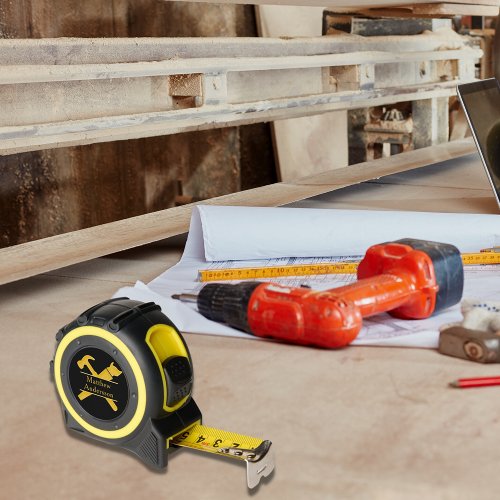 Black gold tools home repairs name tape measure