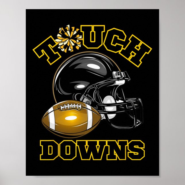 Black Gold Touchdown Day Football Game High School Poster (Front)