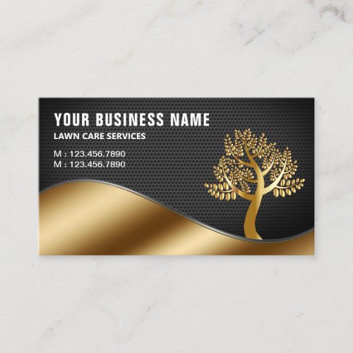 Black Gold Tree Gardening Landscaping Lawn Care Business Card