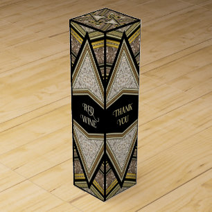 Black Gold Triangle Sparkler Art Deco Wine Box
