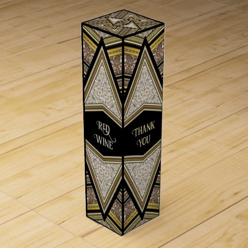 Black Gold Triangle Sparkler Art Deco Wine Box
