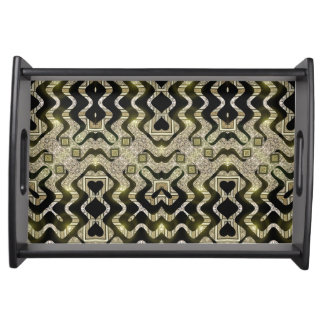 Black Gold Tribal Glam Pattern Serving Trays