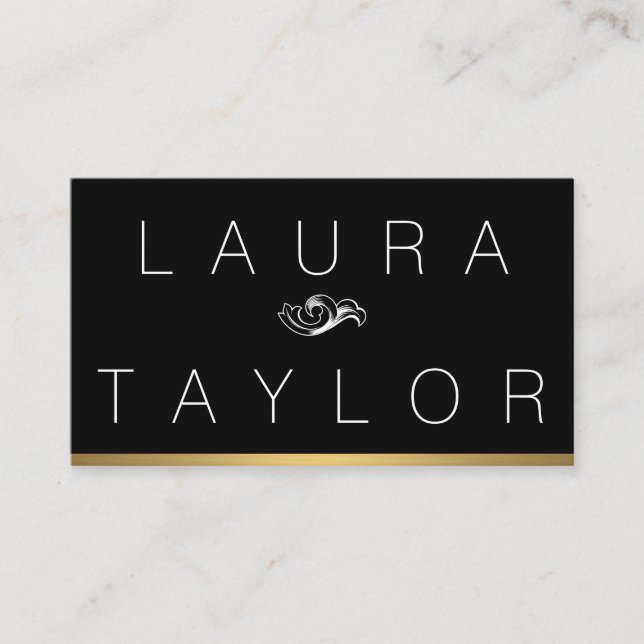 Black Gold Trim Business Card (Front)