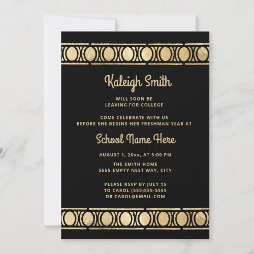 Black Gold Trunk Party Graduation Invitation