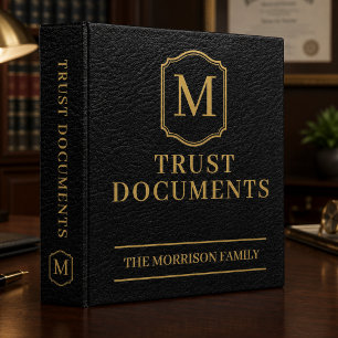 Black Gold Trust Documents Faux Leather 3 Ring Binder