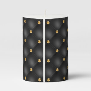 Black Gold Tufted Pillar Candle