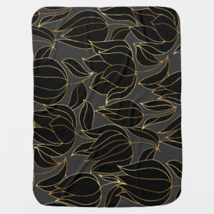 Black Gold Tulips: Luxury Floral Pattern Baby Blanket
