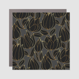 Black Gold Tulips: Luxury Floral Pattern Car Magnet