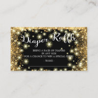 Black & Gold Twinkle Star Diaper Raffle Ticket Enclosure Card