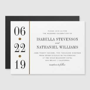 Black & Gold Typography   Custom Wedding Magnetic Invitation