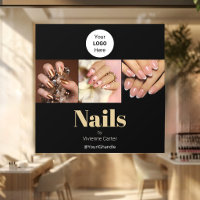 Black Gold Typography Logo Photo Nail Salon