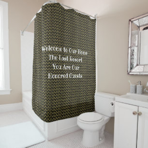 Black Gold Typography Quote Pattern for Guest Bath Shower Curtain