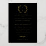 Black Gold Typography Wreath Monogram Wedding Foil Invitation