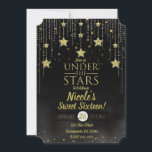 Black & Gold Under The Stars Starry Sweet 16 Invitation<br><div class="desc">Customize for any event</div>