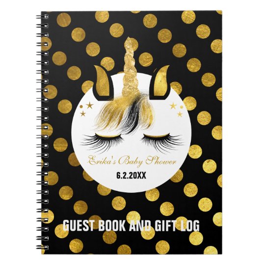 Black Gold Unicorn Baby Shower Guest Book Zazzle Com