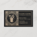Black &amp; Gold Unisex Cleaner Cleaning Service Business Card