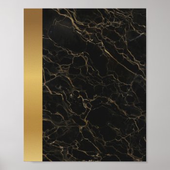 Black Gold Vein Marble Stone / Gold Border Art  Poster by Sozo4all at Zazzle
