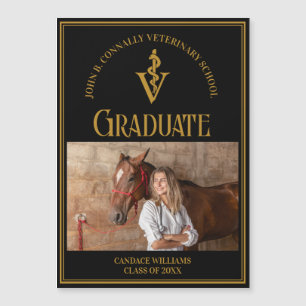 Black Gold Veterinary School Photo Graduate Magnet