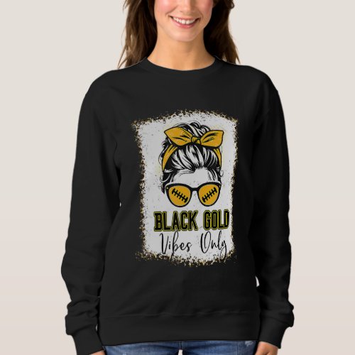 Black Gold Vibes Only Football  Women Leopard Foot Sweatshirt