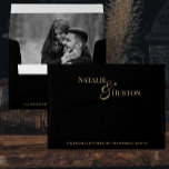 Black Gold Victorian Custom Wedding Invitation Envelope<br><div class="desc">Elevate the anticipation for your Victorian Gothic Black Gold Wedding with the sophisticated "Til Death Do Us Part" invitation envelope. This black wedding theme envelopes your wedding stationery in an aura of mystery and elegance, making it perfect for wedding save-the-date announcements and black wedding invites. The envelope features captivating skeleton...</div>