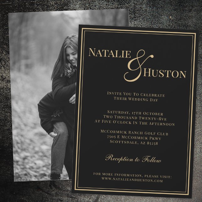 Black Gold Victorian Personalized Wedding Elegant Invitation (Creator Uploaded)