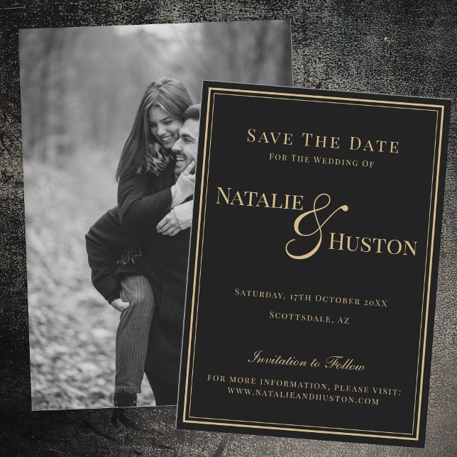 Black Gold Victorian Personalized Wedding Save The Date (Creator Uploaded)