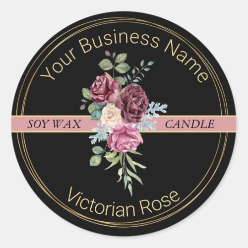 Black  Gold Victorian Rose Candle Product Label