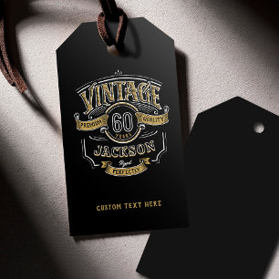 Black & Gold Vintage Aged To Perfection Birthday Gift Tags