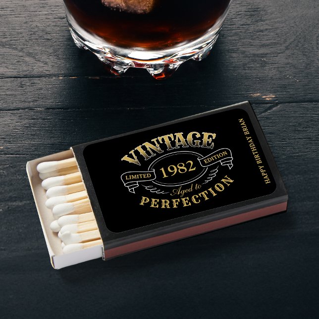 Black Gold Vintage Aged To Perfection birthday Matchboxes (Black Gold Vintage Aged To Perfection birthday Matchboxes)