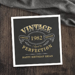 Black Gold Vintage Aged To Perfection birthday Nap Napkins