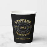 Black Gold Vintage Aged To Perfection birthday Paper Cups<br><div class="desc">Black and gold fun vintage aged to perfection adult birthday paper cups for men,  great for any age birthday celebration,  or other occasions. Custom it with your own text.</div>
