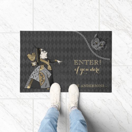 Black Gold Vintage Alice in Wonderland  Doormat