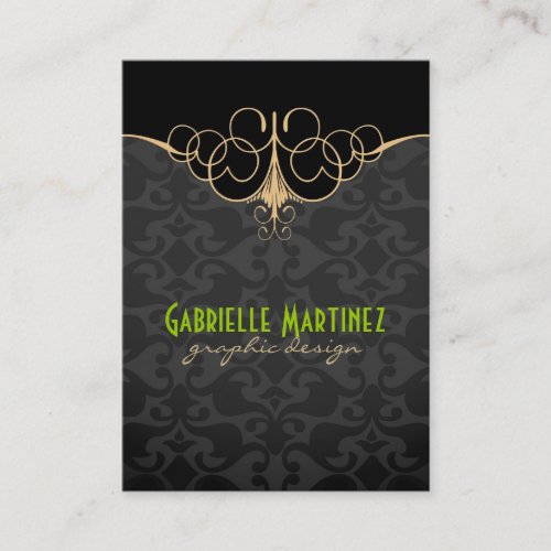 Black  Gold Vintage Damasks Business Card