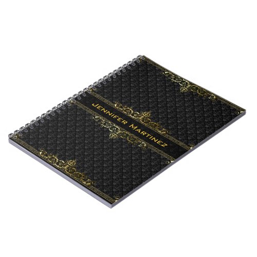 Black  Gold Vintage Damasks Ornate Frame Notebook