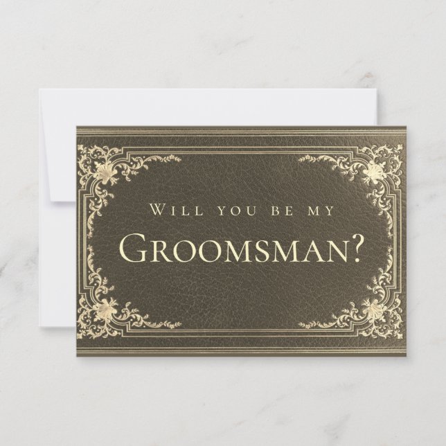 Black Gold Vintage Elegant Groomsman Proposal (Front)