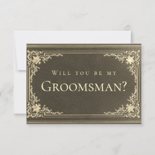 Black Gold Vintage Elegant Groomsman Proposal