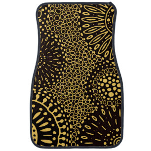 Black Gold Vintage Ethnic Floral Pattern Car Mat