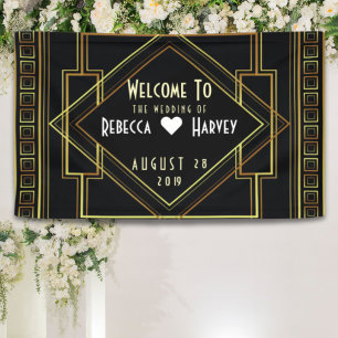 black gold vintage great gatsby wedding banner