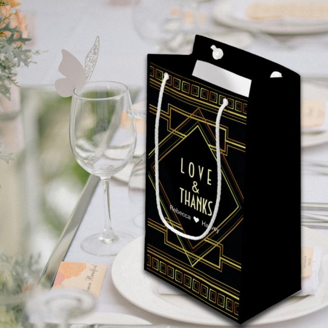 black gold vintage great gatsby wedding favor small gift bag (black gold vintage great gatsby wedding favor small gift bag)