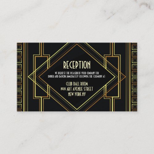 black gold vintage great gatsby wedding reception enclosure card