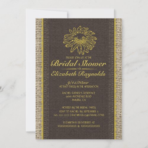 Black &amp; Gold Vintage Lace Bridal Shower Invitation