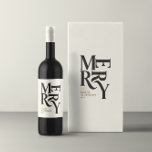 Black & gold vintage merry chritsmas favor gift wine label<br><div class="desc">Black & gold  merry chritsmas favor gift. Retro typography design.</div>