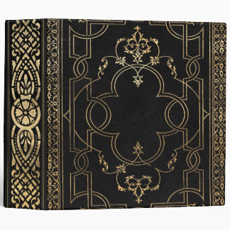 Black gold Vintage Ornate Gold 3 Ring Binder