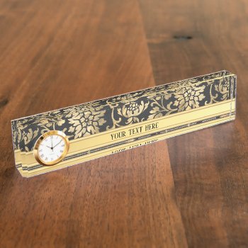 Black Gold Vintage Ornate Gold Desk Name Plate by graphicdesign at Zazzle