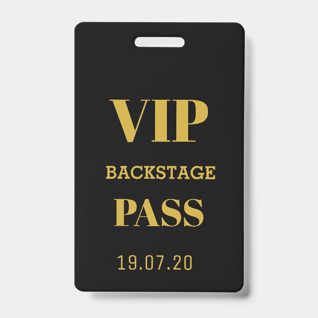 Black Gold VIP Backstage All Access Pass Concert  Badge (Front)