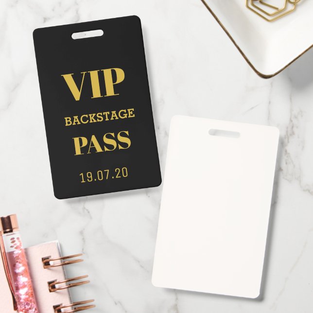 Black Gold VIP Backstage All Access Pass Concert Badge | Zazzle