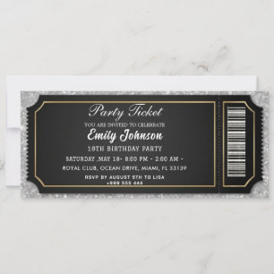 Black Gold VIP Party Ticket Birthday Invitation