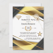Black & Gold Virtual Graduation Party Certificate Invitation (Front)