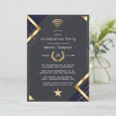 Black & Gold Virtual Graduation Party Photo Invitation (Standing Front)